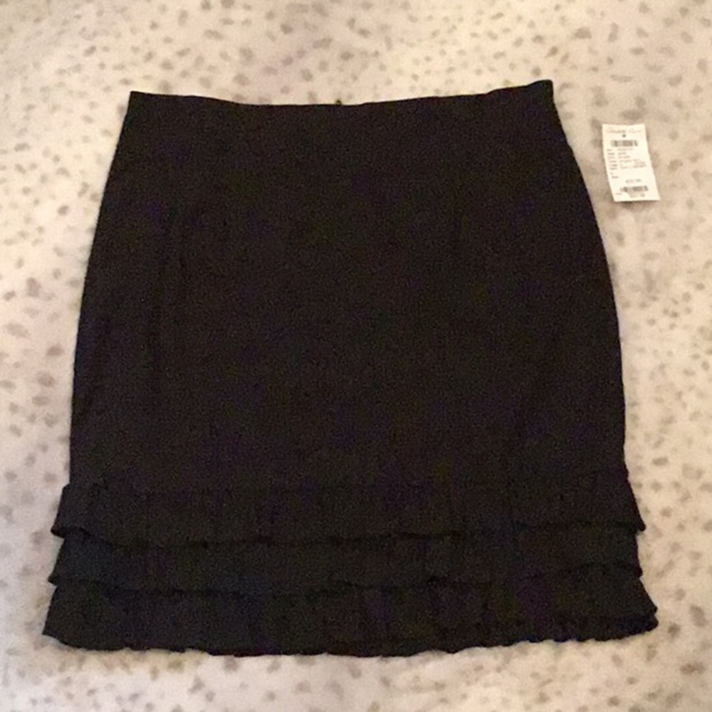 NWT Charlotte Russe Pinup Ruffle Hem Black Skirt